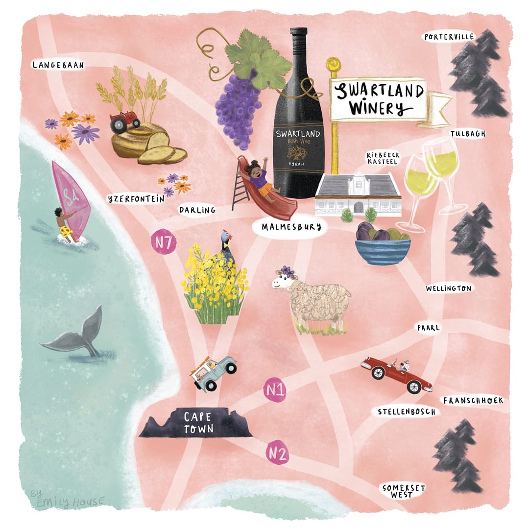 Illustrated Map for Swartland Wine Estate by Emily House