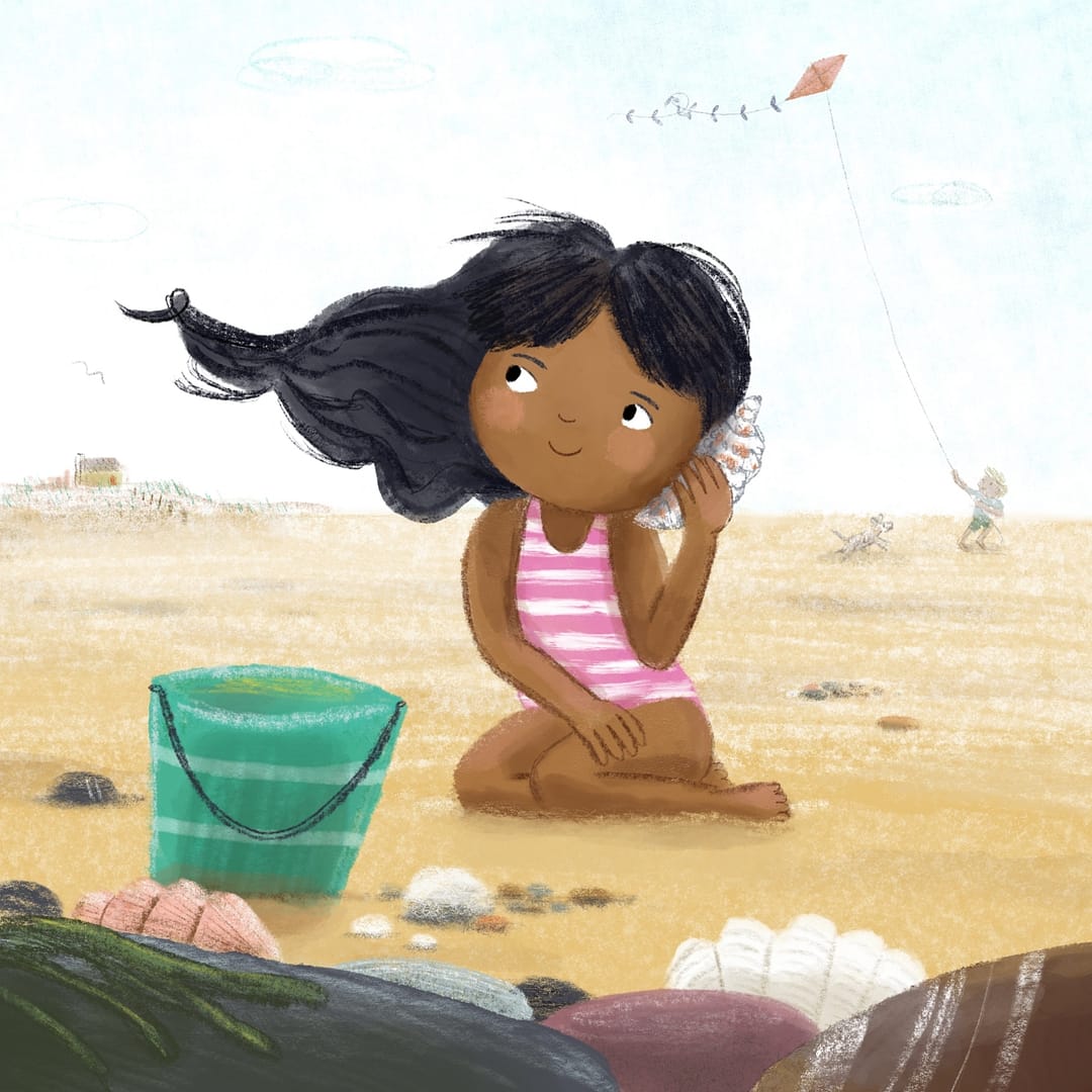 Beach girl a children's picture book illustration by by author and illustrator emily house