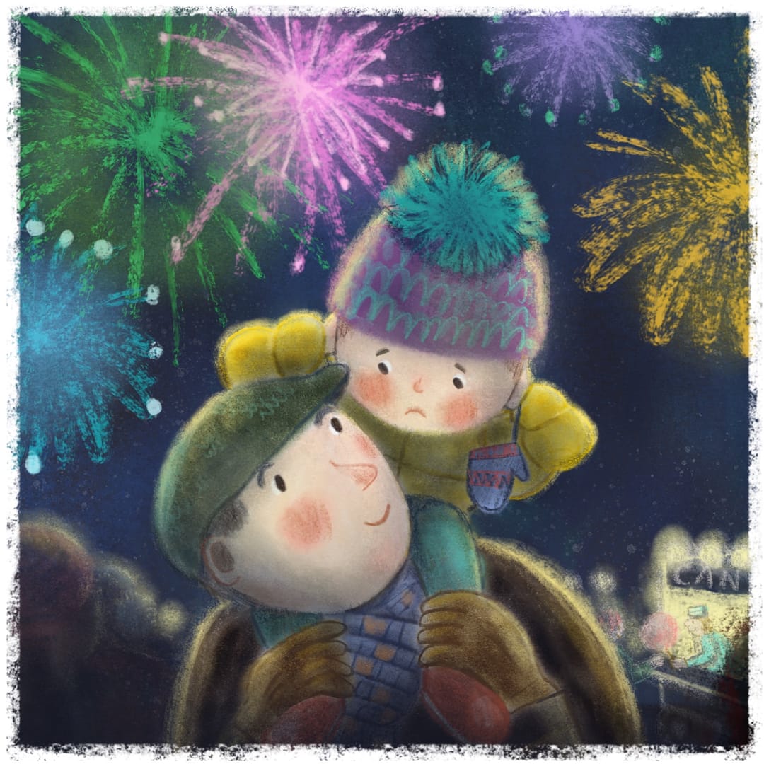 Firework night illustration by Emily House